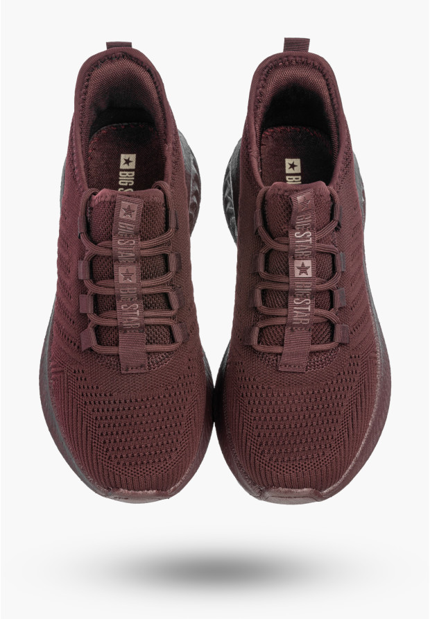 Sneakersy Damskie BIG STAR Buty Sportowe Lekkie Wsuwane Burgundowe UU274053
