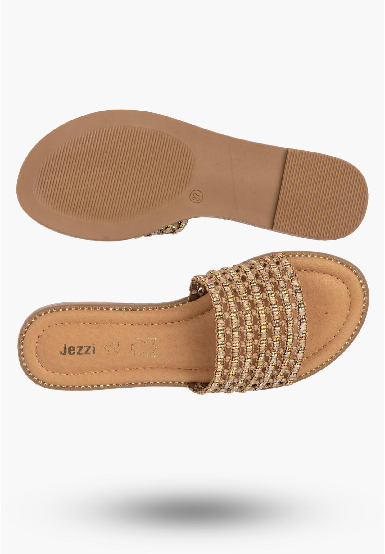 Klapki Damskie Ekoskóra Letnie Buty Eleganckie Casual Brązowe Jezzi 26SD98-9832