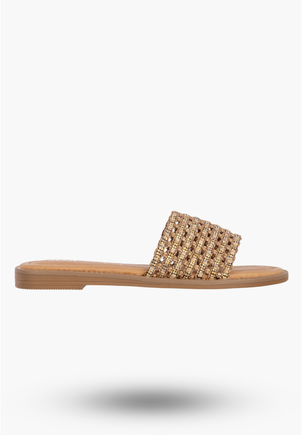 Klapki Damskie Ekoskóra Letnie Buty Eleganckie Casual Brązowe Jezzi 26SD98-9832