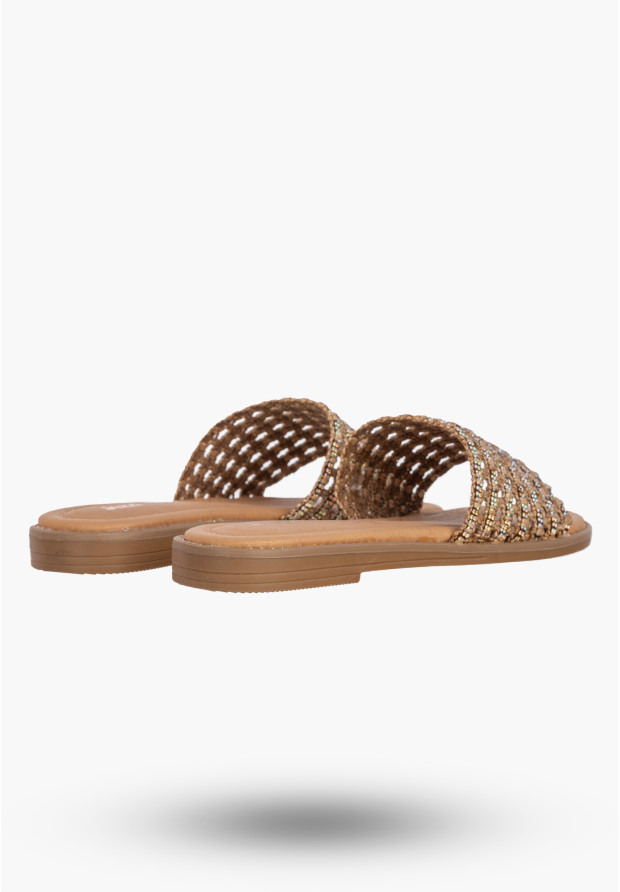 Klapki Damskie Ekoskóra Letnie Buty Eleganckie Casual Brązowe Jezzi 26SD98-9832
