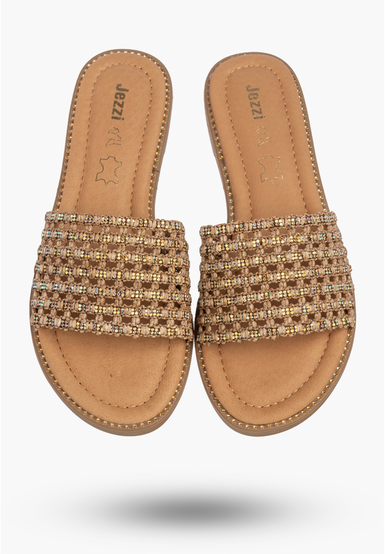 Klapki Damskie Ekoskóra Letnie Buty Eleganckie Casual Brązowe Jezzi 26SD98-9832