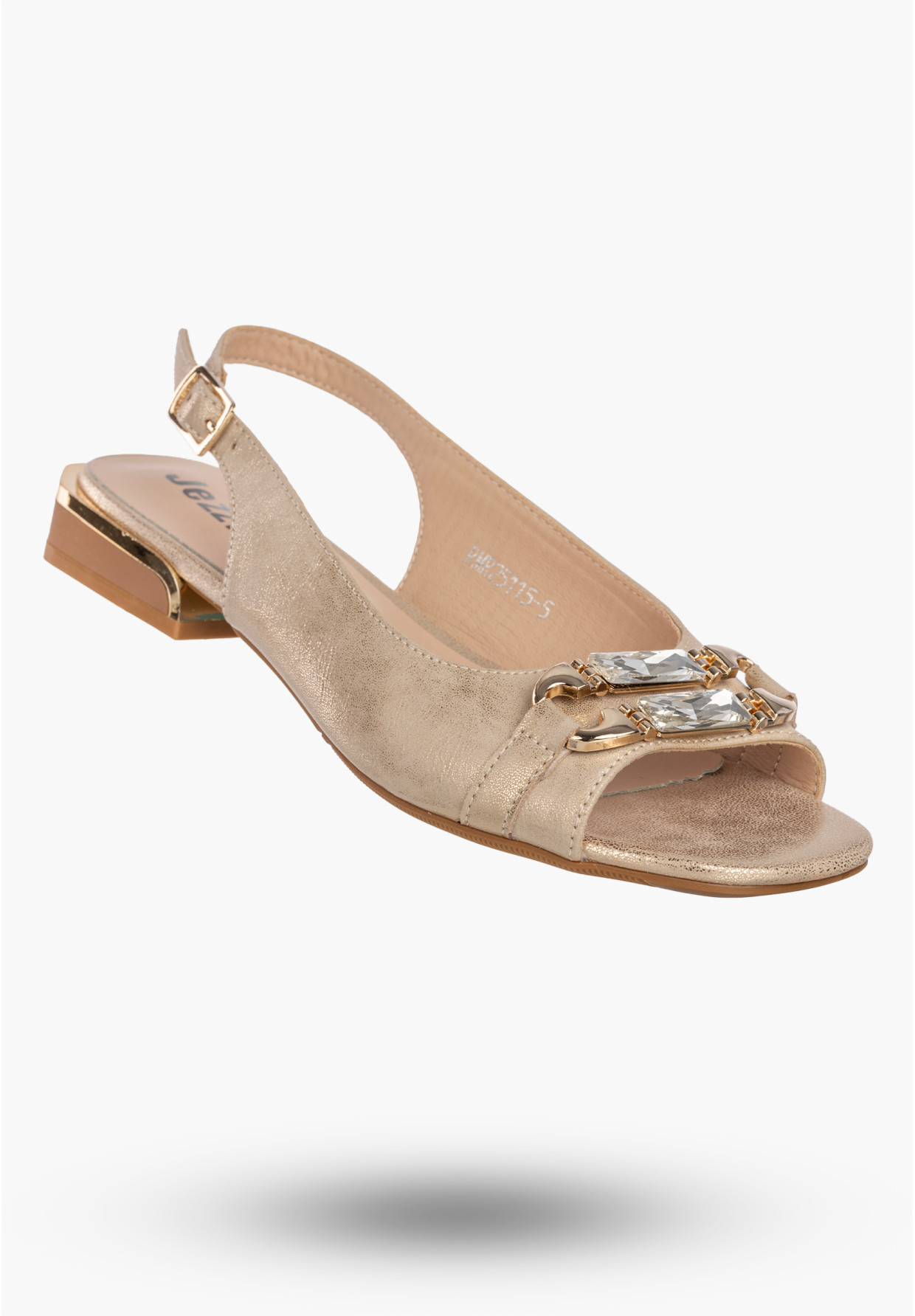Sandały Damskie Ekoskóra Eleganckie Buty Wizytowe Letnie Złote Jezzi