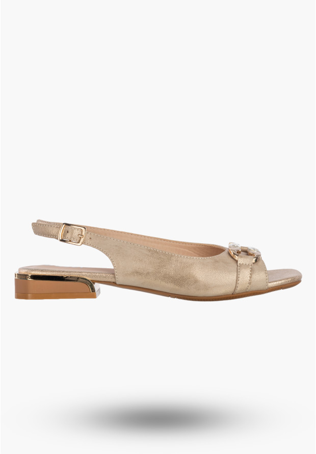 Sandały Damskie Ekoskóra Eleganckie Buty Wizytowe Letnie Złote Jezzi