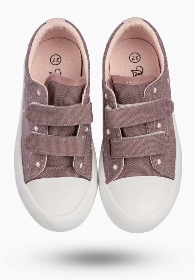 Trampki Dziecięce Buty Na Rzepy Sportowe Sneakersy Casual Fioletowe Apawwa