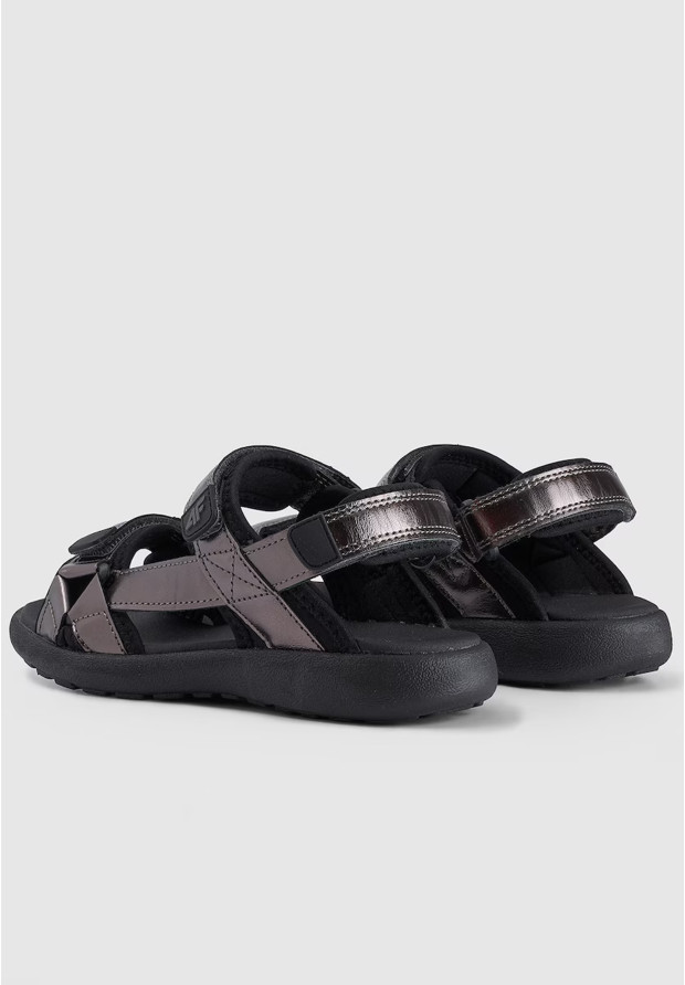 Sandały Dziewczęce 4F Buty Sportowe Na Rzepy Letnie Czarne 4FJRSS24FSANF063