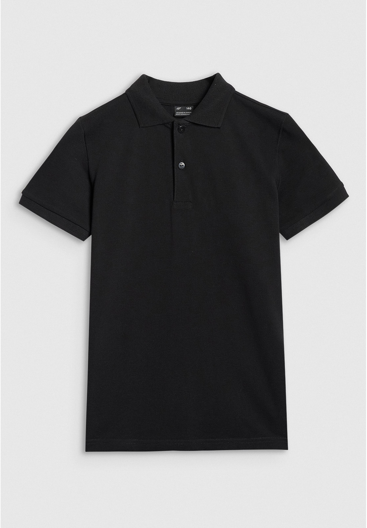 Koszulka Chłopięca 4F T-shirt Polo Z Kołnierzem Czarny 4FJWAW25TPTSM614