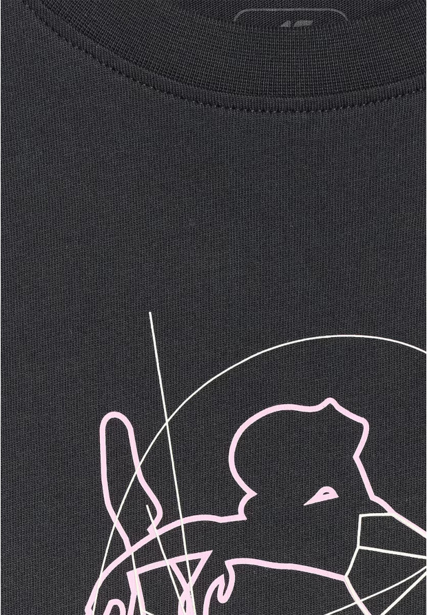 Koszulka Dziewczęca 4F T-shirt Z Nadrukiem Oversize Bawełna Czarny 4FJWAW25TTSHF2395