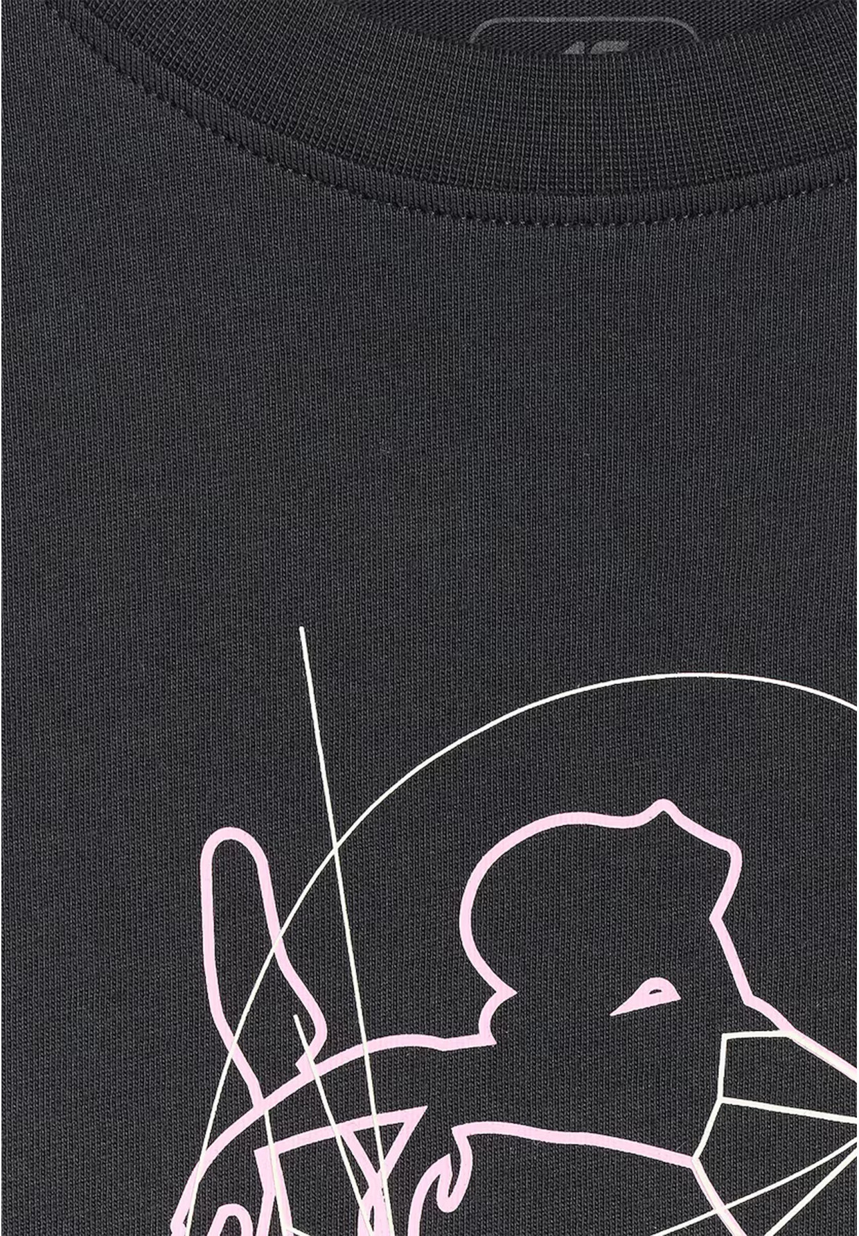 Koszulka Dziewczęca 4F T-shirt Z Nadrukiem Oversize Bawełna Czarny 4FJWAW25TTSHF2395