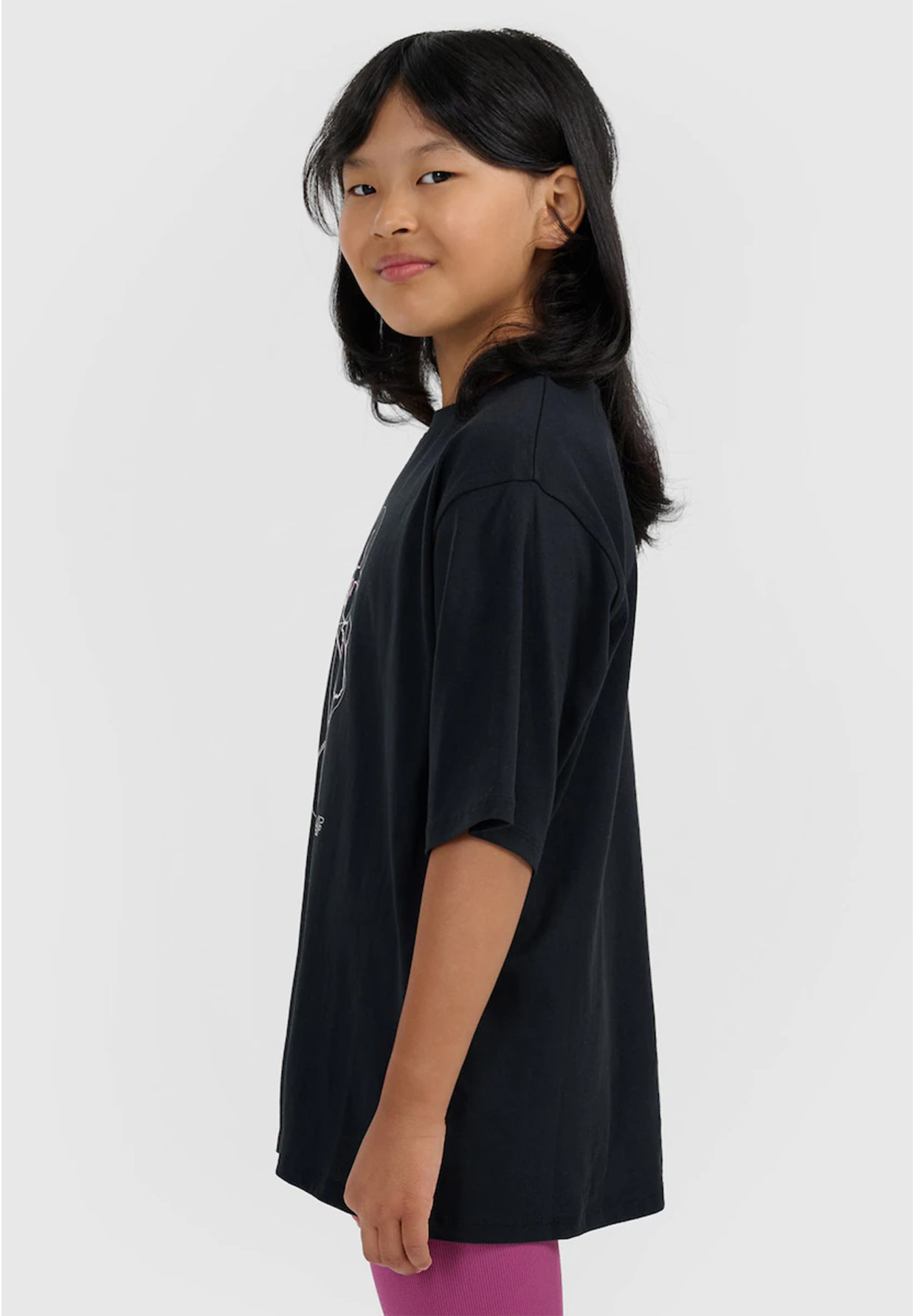 Koszulka Dziewczęca 4F T-shirt Z Nadrukiem Oversize Bawełna Czarny 4FJWAW25TTSHF2395