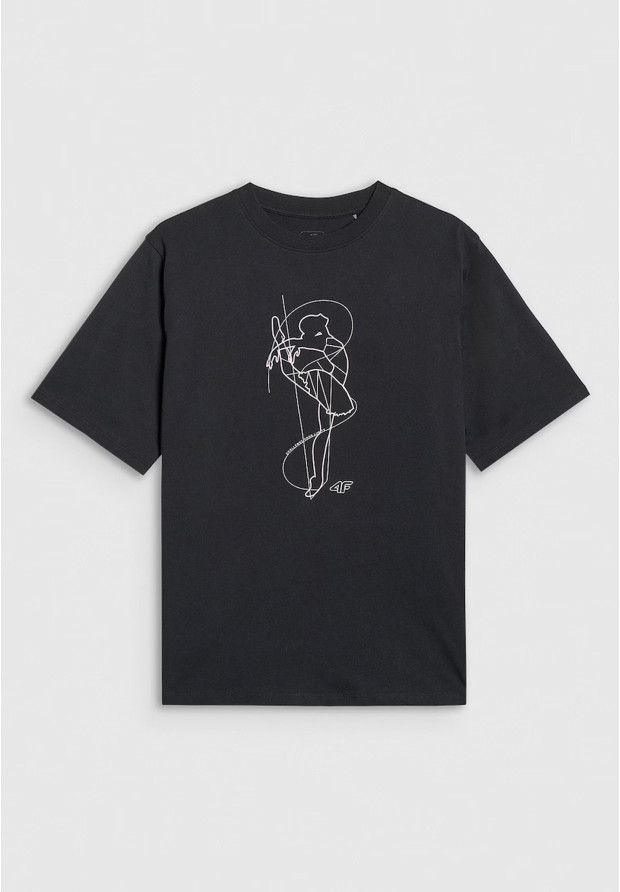 Koszulka Dziewczęca 4F T-shirt Z Nadrukiem Oversize Bawełna Czarny 4FJWAW25TTSHF2395
