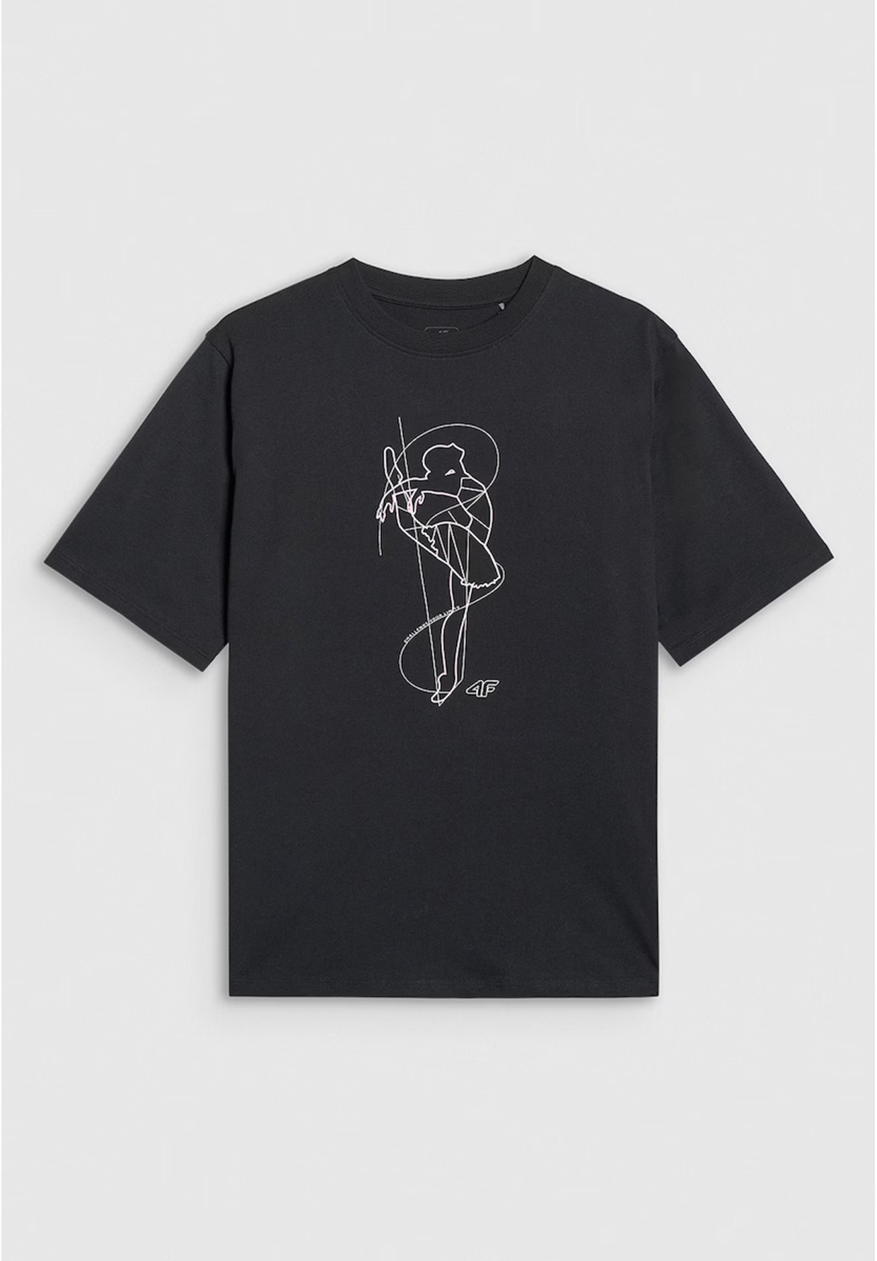 Koszulka Dziewczęca 4F T-shirt Z Nadrukiem Oversize Bawełna Czarny 4FJWAW25TTSHF2395