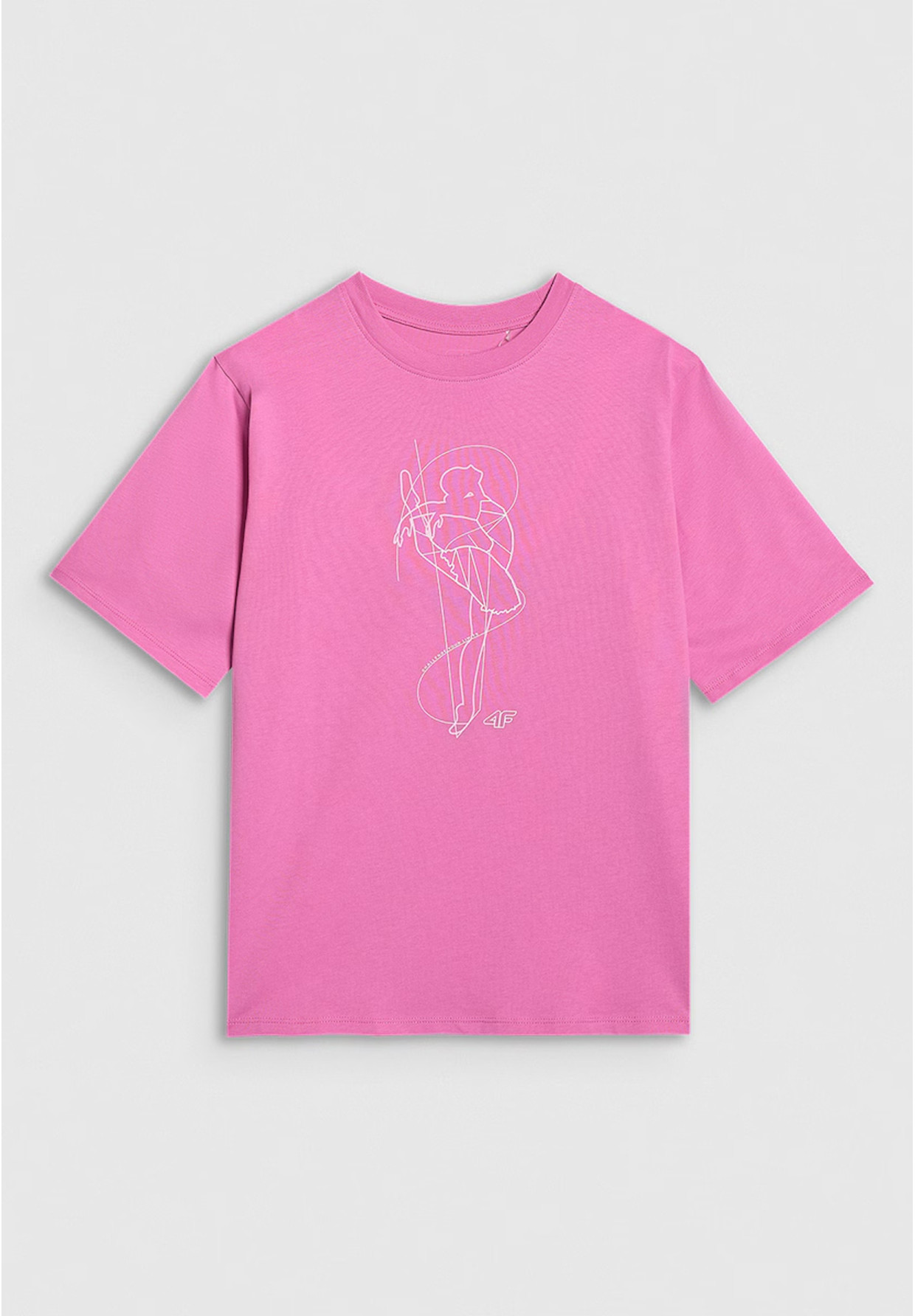 Koszulka Dziewczęca 4F T-shirt Z Nadrukiem Oversize Bawełna Różowy 4FJWAW25TTSHF2395