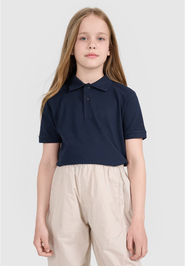 Koszulka Dziecięca 4F T-shirt Polo Z Kołnierzem Granatowy 4FJWMM00TPTSU513