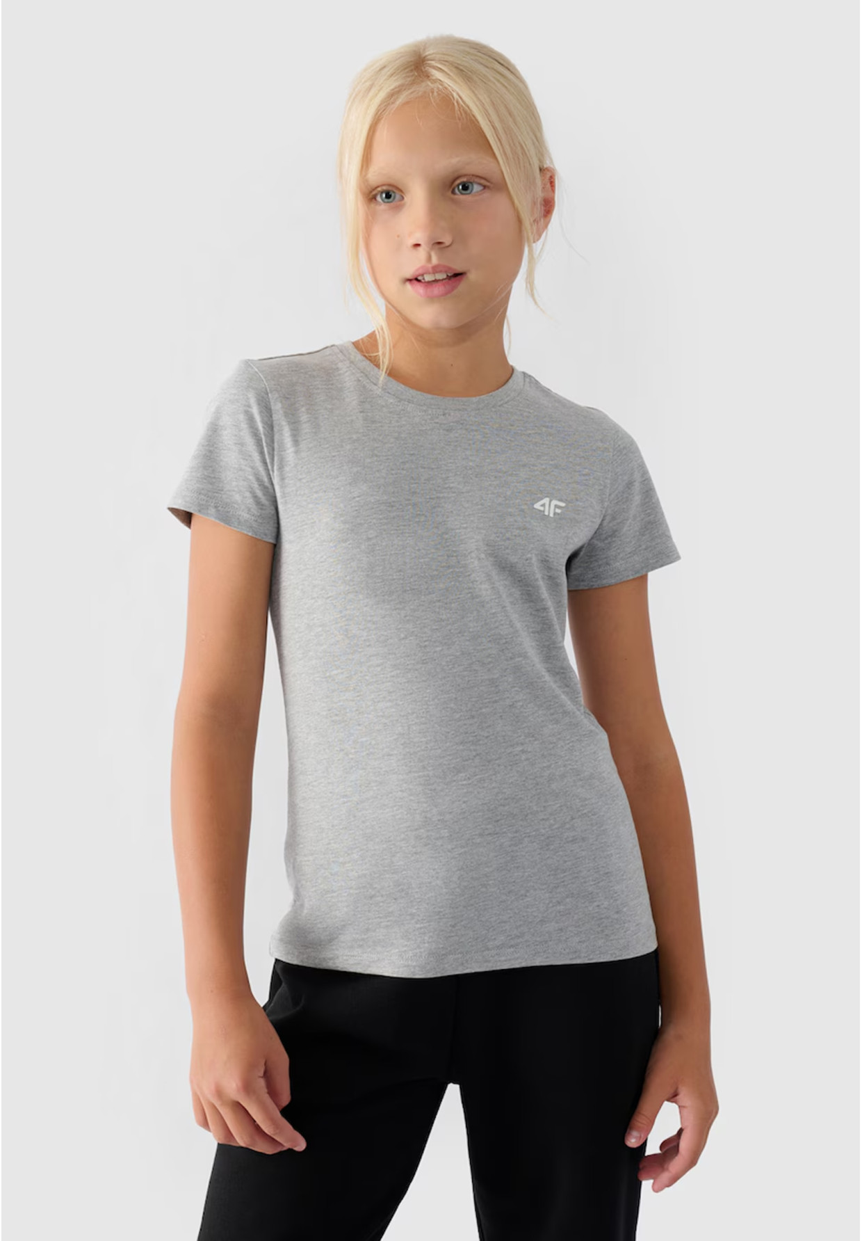 Koszulka Dziewczęca 4F T-shirt Z Logo Bawełna Regular Szary 4FJWMM00TTSHF1658