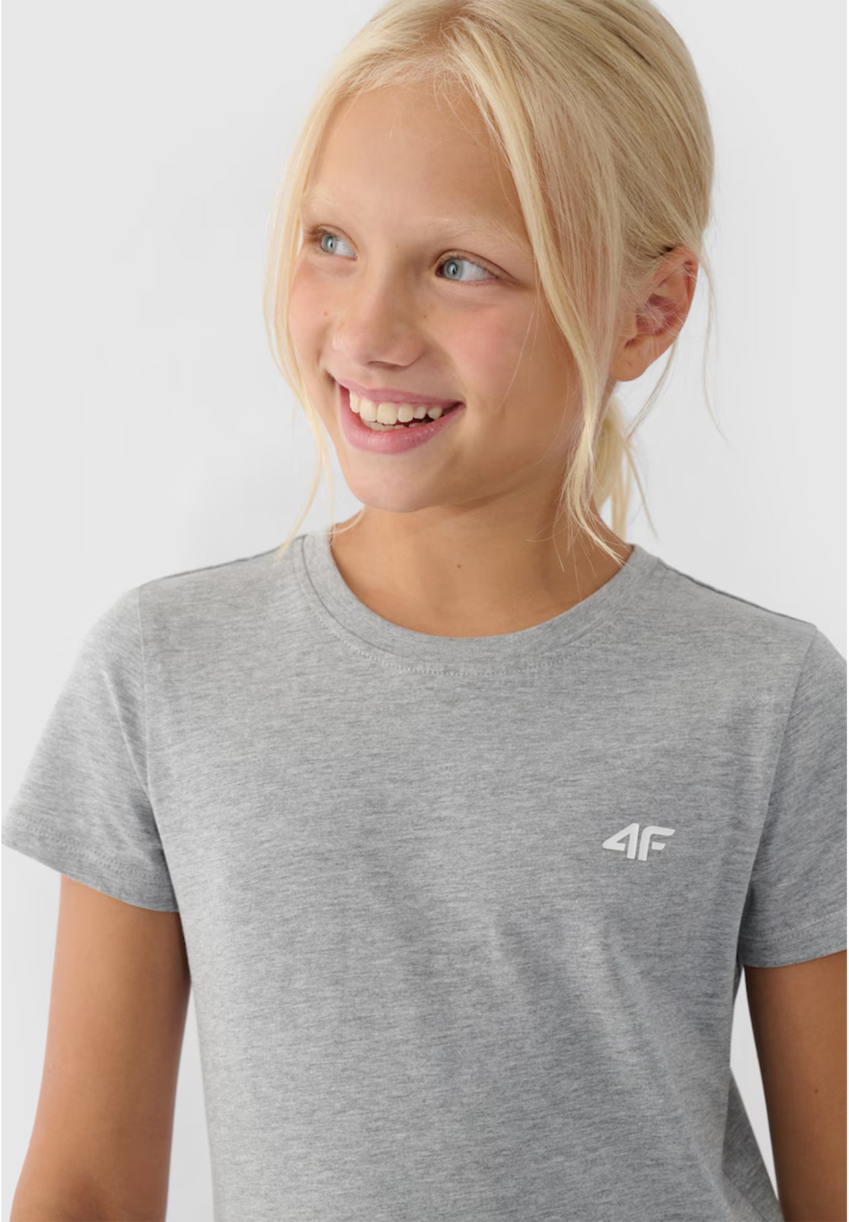 Koszulka Dziewczęca 4F T-shirt Z Logo Bawełna Regular Szary 4FJWMM00TTSHF1658