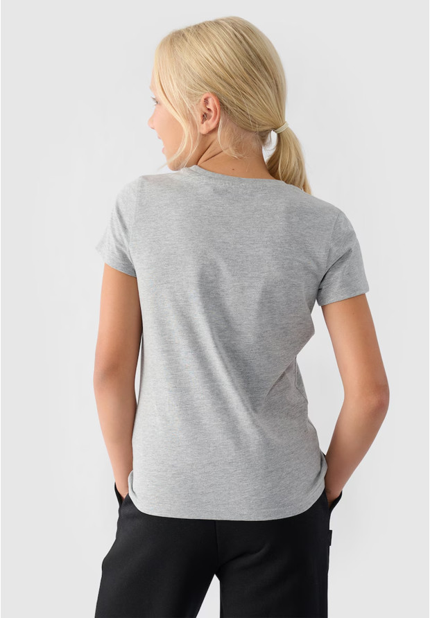 Koszulka Dziewczęca 4F T-shirt Z Logo Bawełna Regular Szary 4FJWMM00TTSHF1658