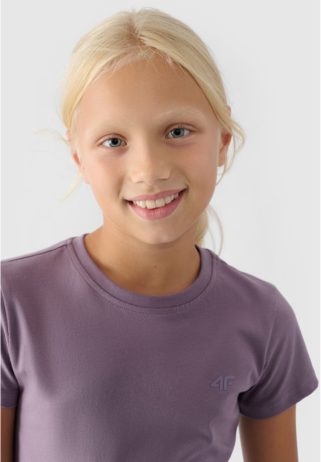 Koszulka Dziewczęca 4F T-shirt Z Logo Bawełna Regular Fioletowy 4FJWMM00TTSHF1658