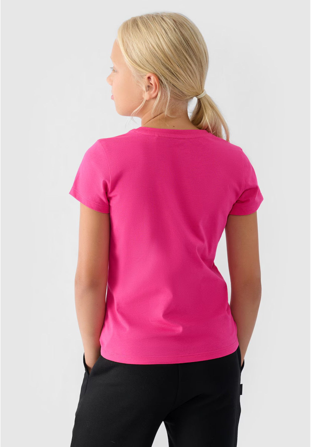 Koszulka Dziewczęca 4F T-shirt Z Logo Bawełna Regular Fuksja 4FJWMM00TTSHF1658
