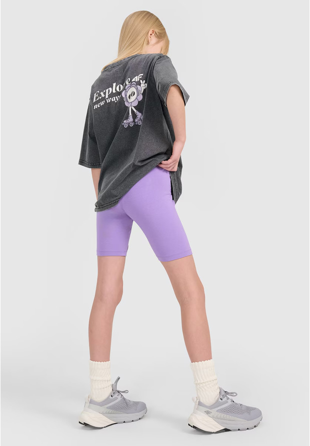 Legginsy Dziewczęce 4F Kolarki Bawełniane Spodenki Fioletowe 4FJWSS25TSTIF014