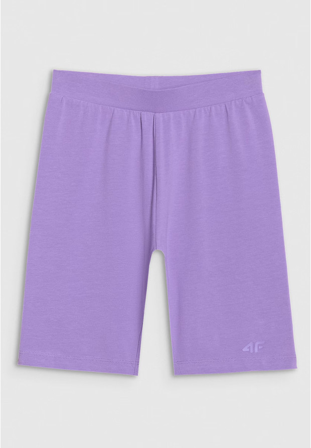Legginsy Dziewczęce 4F Kolarki Bawełniane Spodenki Fioletowe 4FJWSS25TSTIF014