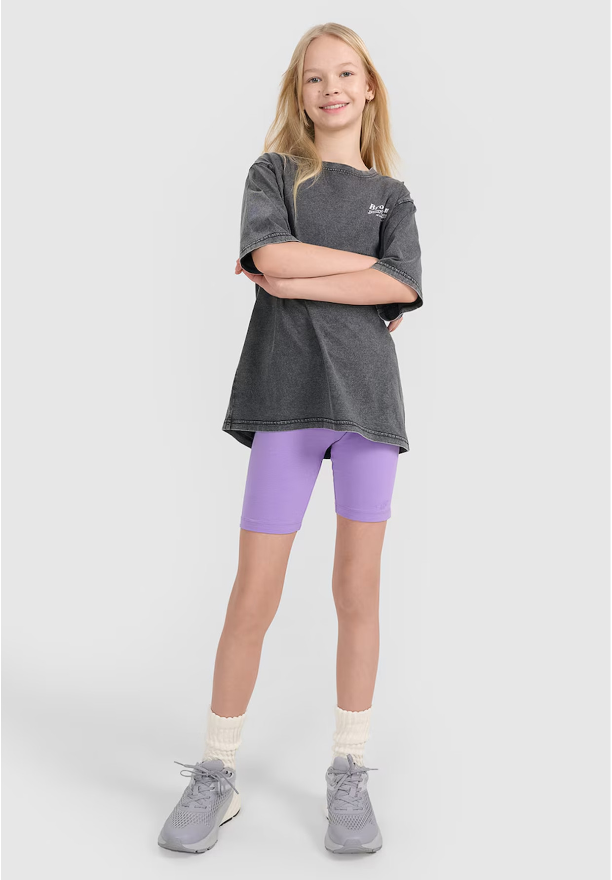 Legginsy Dziewczęce 4F Kolarki Bawełniane Spodenki Fioletowe 4FJWSS25TSTIF014