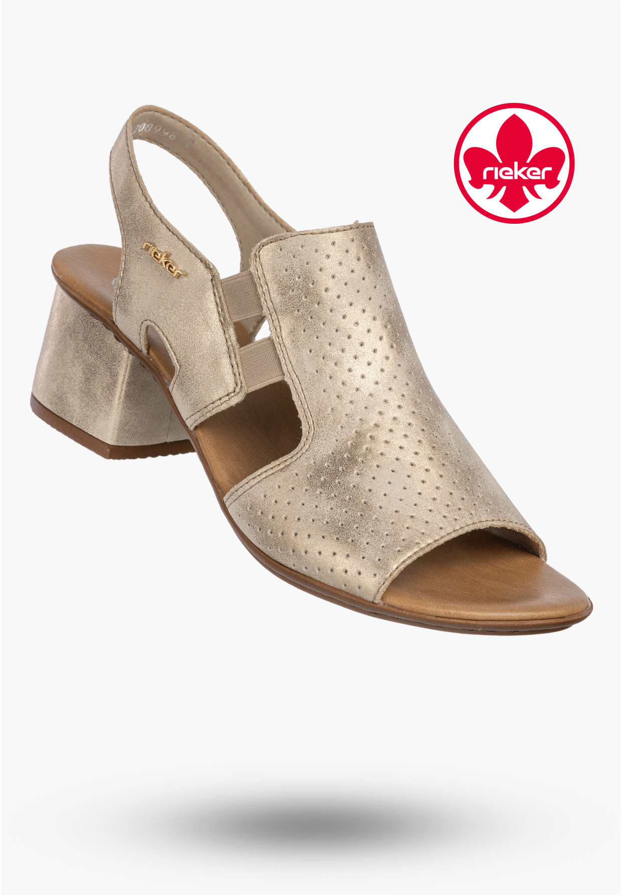 Sandały Damskie RIEKER Buty Na Słupku Eleganckie Beżowe 64665-60