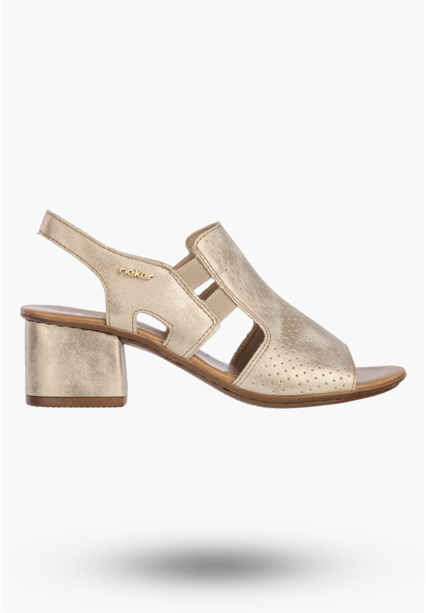 Sandały Damskie RIEKER Buty Na Słupku Eleganckie Beżowe 64665-60
