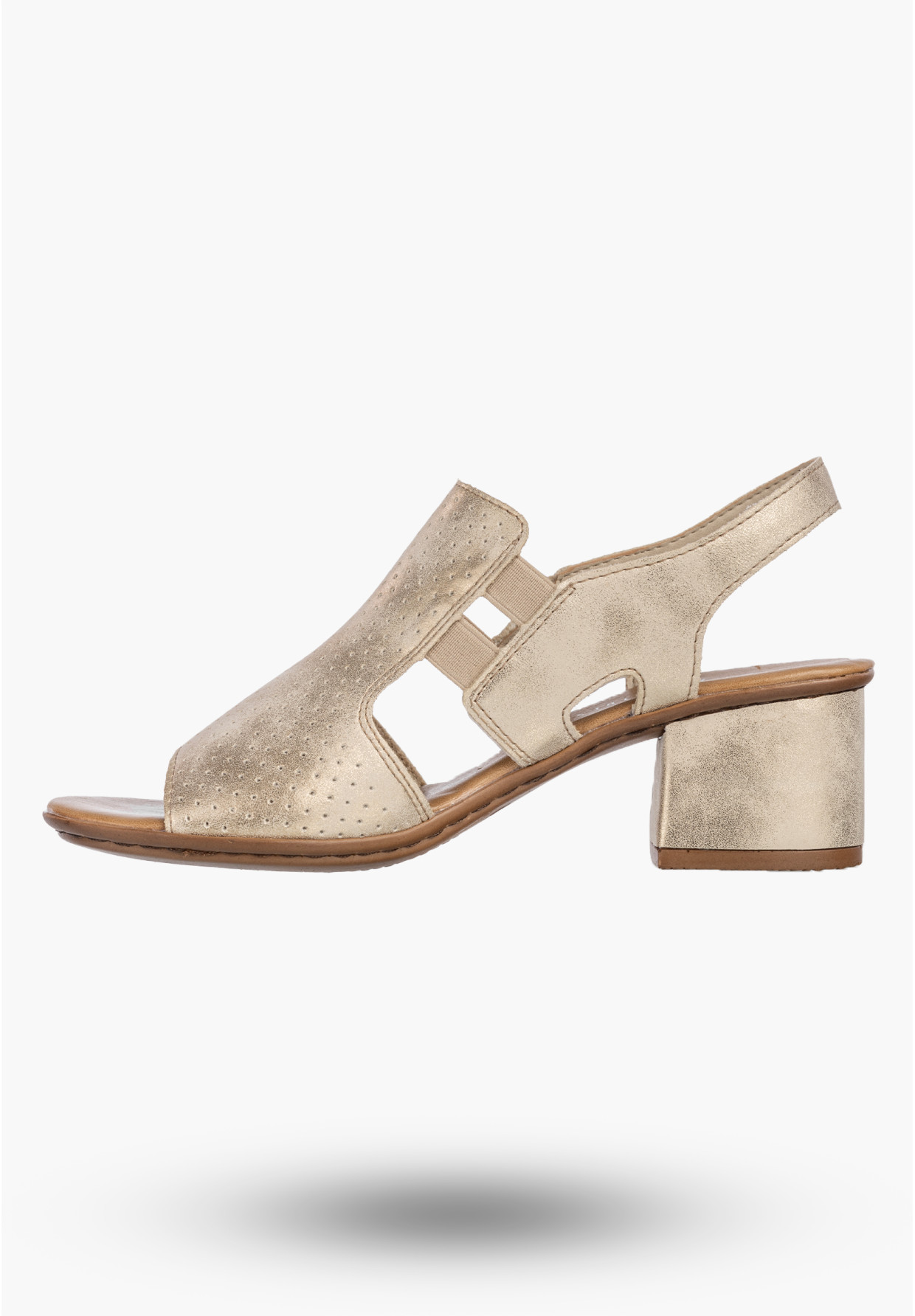 Sandały Damskie RIEKER Buty Na Słupku Eleganckie Beżowe 64665-60