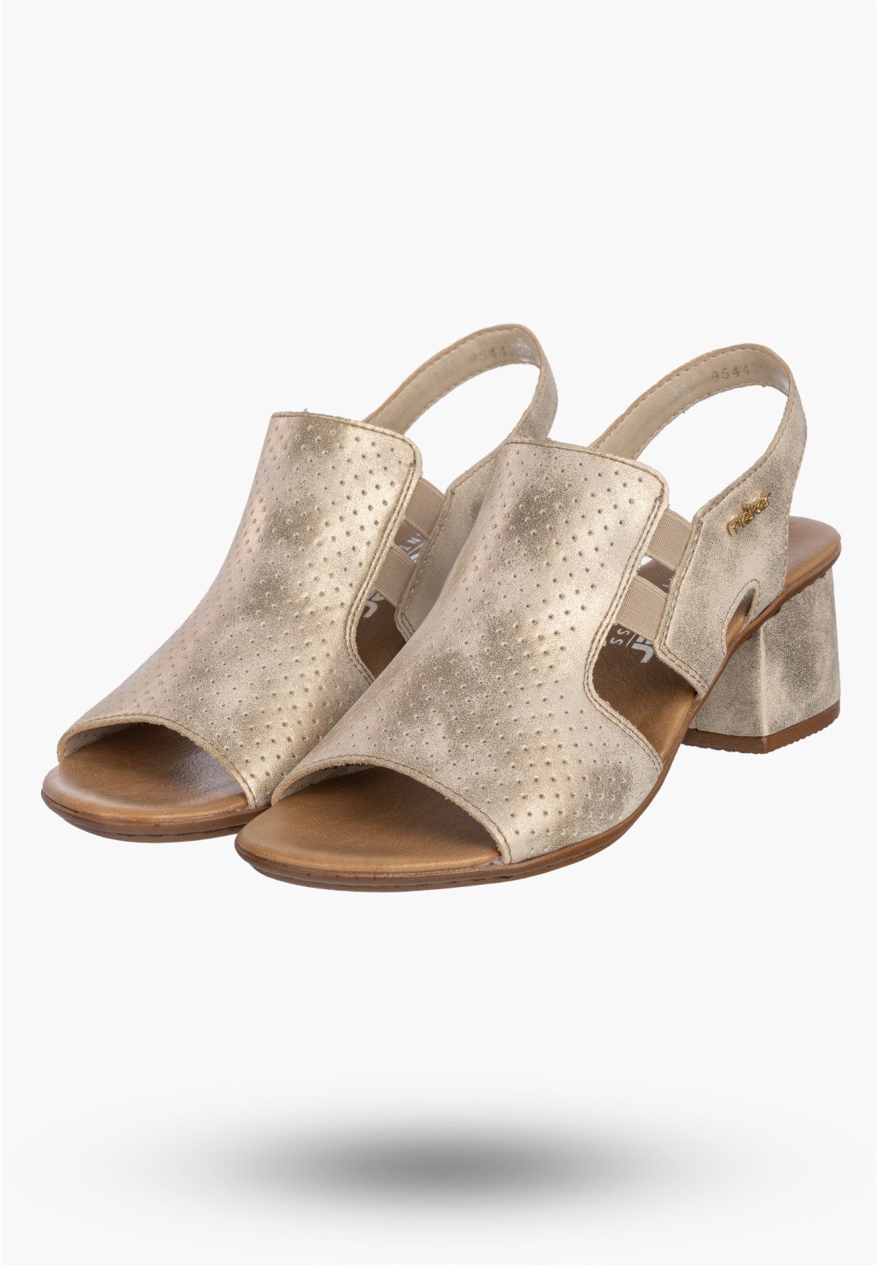 Sandały Damskie RIEKER Buty Na Słupku Eleganckie Beżowe 64665-60