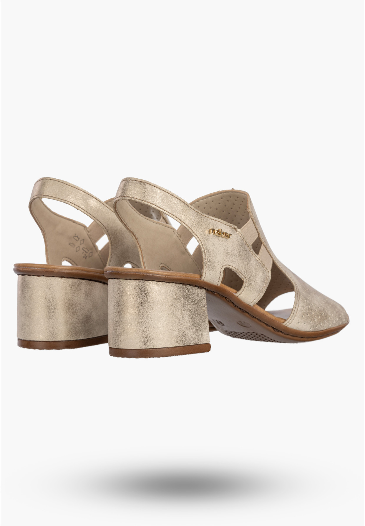 Sandały Damskie RIEKER Buty Na Słupku Eleganckie Beżowe 64665-60