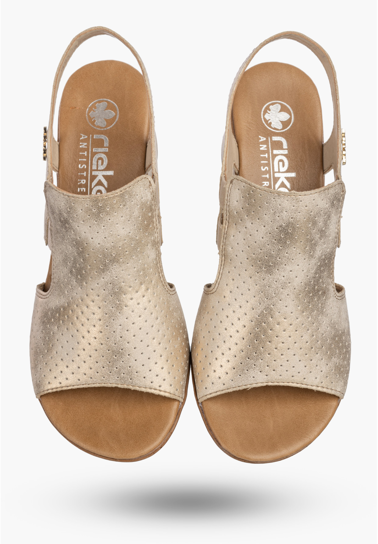 Sandały Damskie RIEKER Buty Na Słupku Eleganckie Beżowe 64665-60