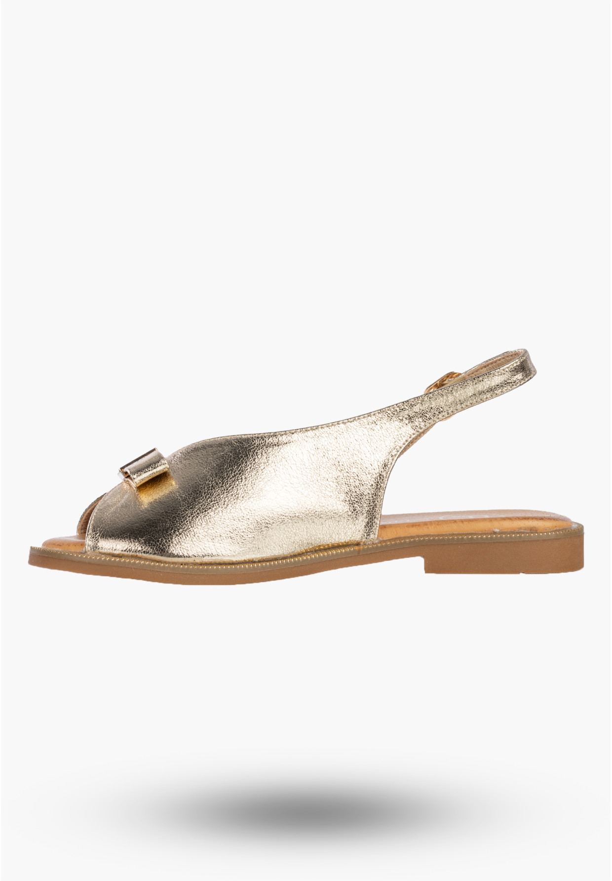 Sandały Damskie Skórzane Buty Letnie Eleganckie Płaskie Złote FILIPPO