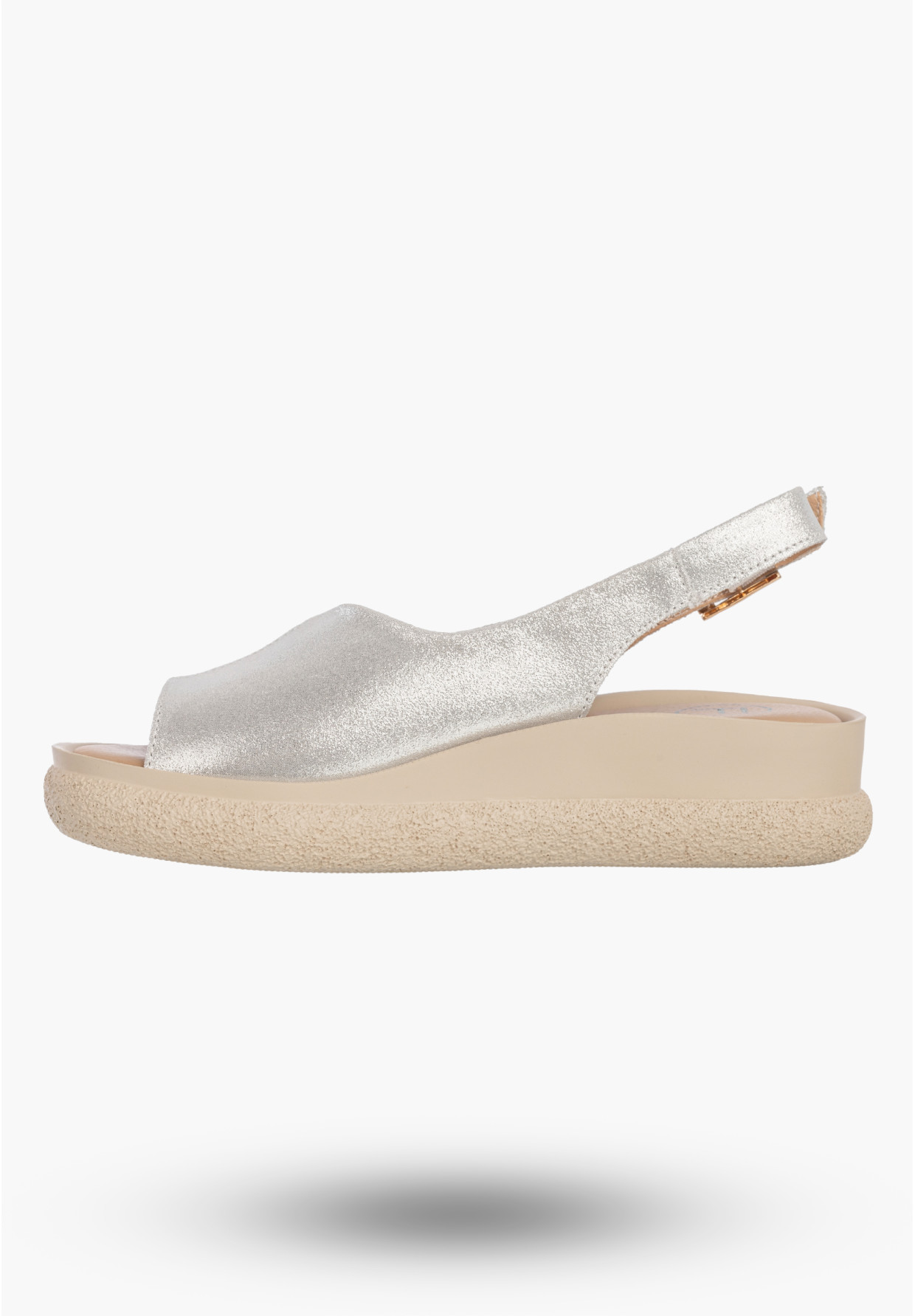 Sandały Damskie Skórzane Buty Letnie Eleganckie Na Platformie Srebrne FILIPPO