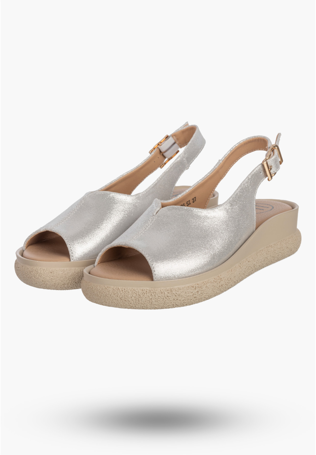 Sandały Damskie Skórzane Buty Letnie Eleganckie Na Platformie Srebrne FILIPPO