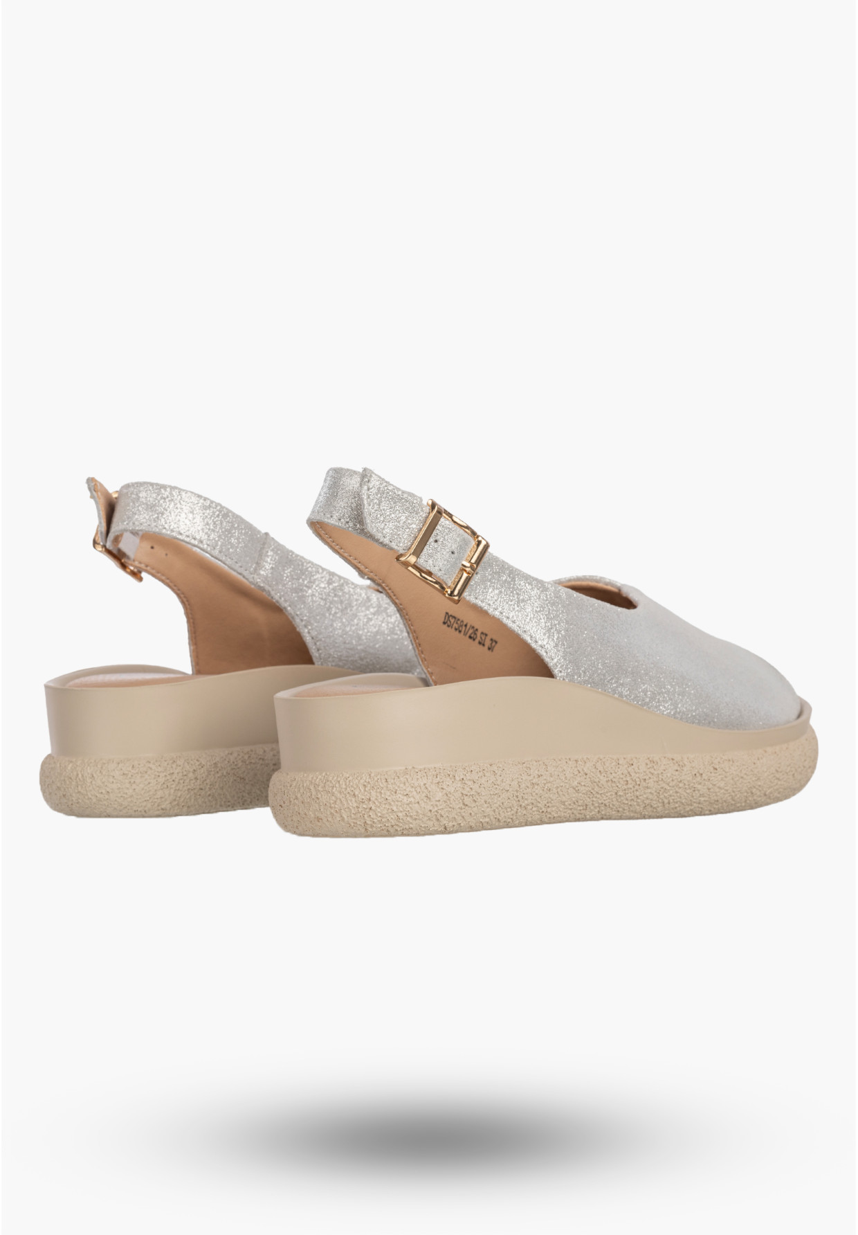 Sandały Damskie Skórzane Buty Letnie Eleganckie Na Platformie Srebrne FILIPPO
