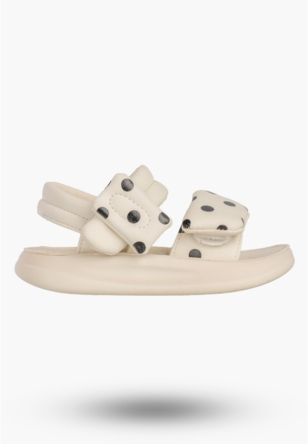 Sandały Dziewczęce Ekoskóra Buty Na Rzepy Kremowe W Kropki Apawwa P950