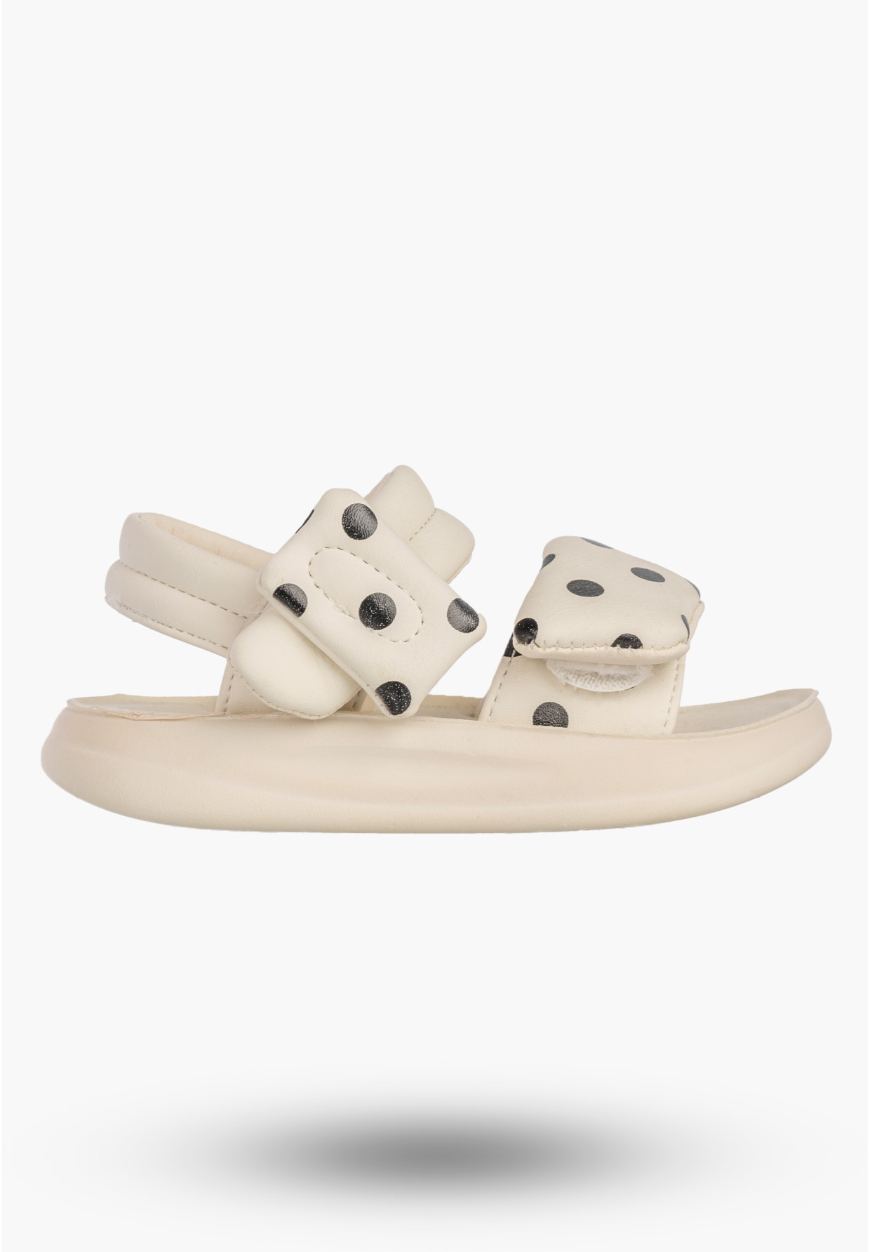 Sandały Dziewczęce Ekoskóra Buty Na Rzepy Kremowe W Kropki Apawwa P950