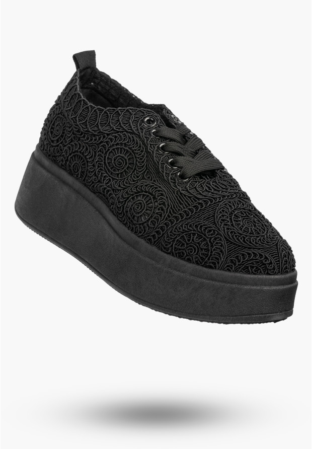Czarne sneakersy damskie na platformie