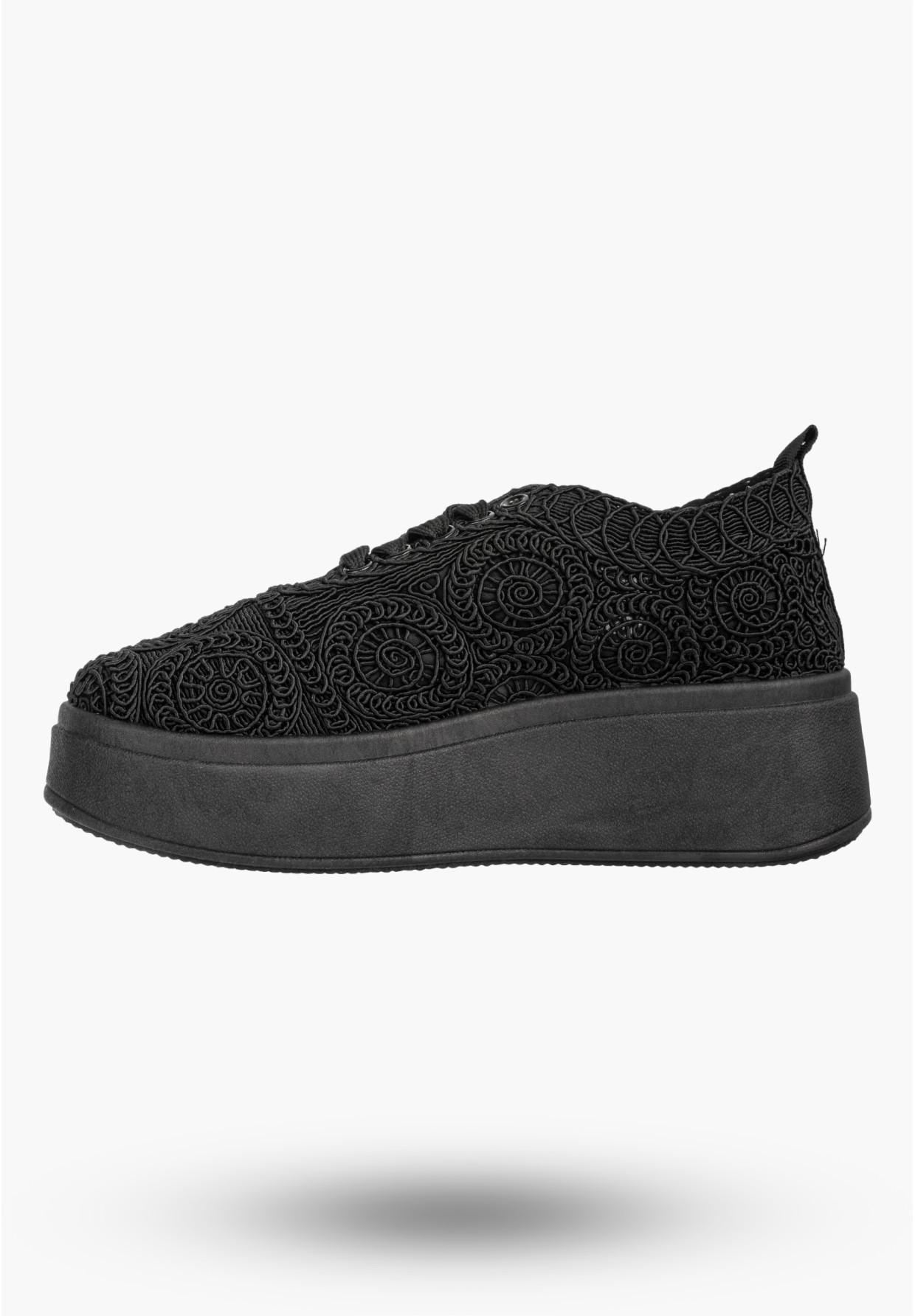 Sneakersy Damskie Na Platformie Buty Ażurowe Półbuty Czarne