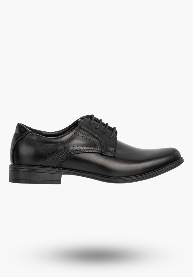 Buty Chłopięce Ekoskóra Eleganckie Wizytowe Komunijne Półbuty Czarne