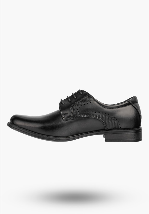 Buty Chłopięce Ekoskóra Eleganckie Wizytowe Komunijne Półbuty Czarne
