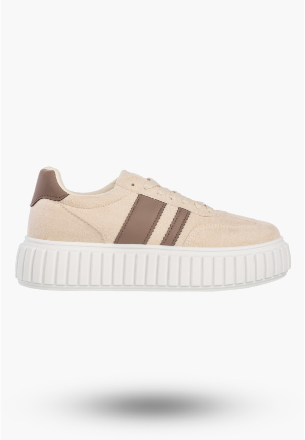 Sneakersy Damskie Sportowe Buty Na Platformie Miejskie Casual Beżowe