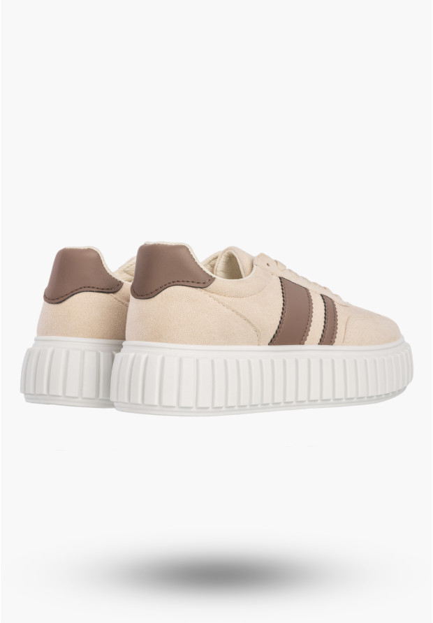 Sneakersy Damskie Sportowe Buty Na Platformie Miejskie Casual Beżowe