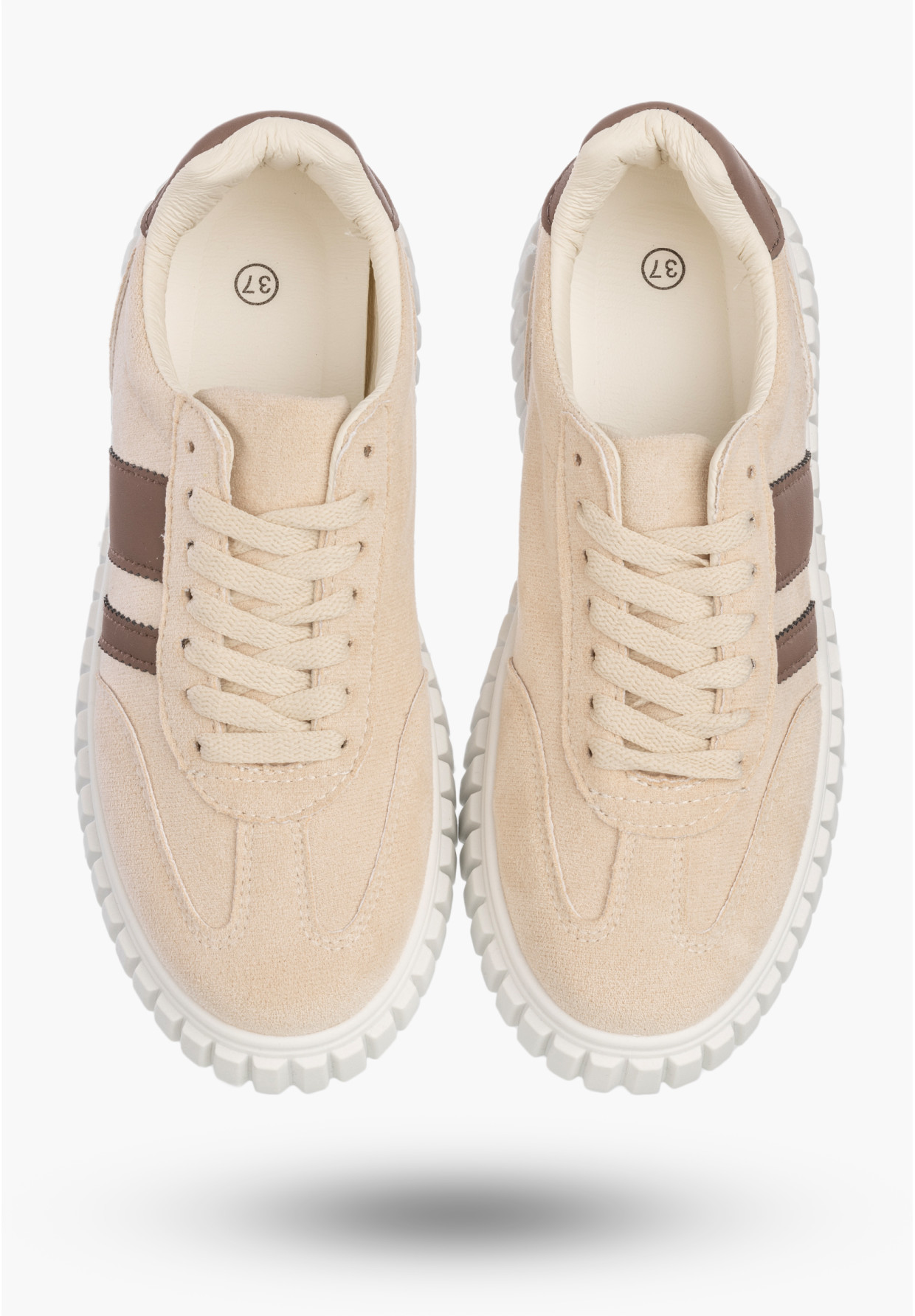 Sneakersy Damskie Sportowe Buty Na Platformie Miejskie Casual Beżowe