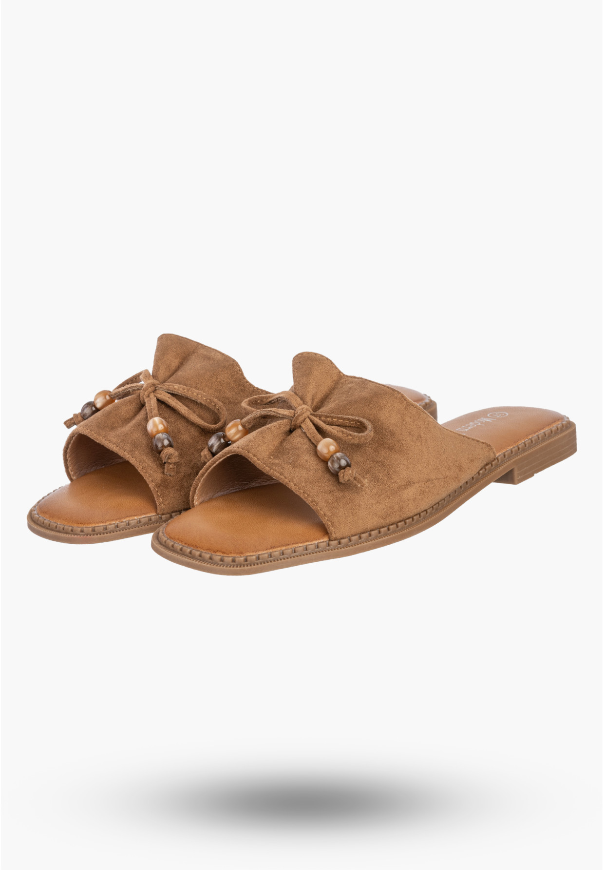 Klapki Damskie Ekozamsz Letnie Buty Eleganckie Z Kokardką Casual Brązowe