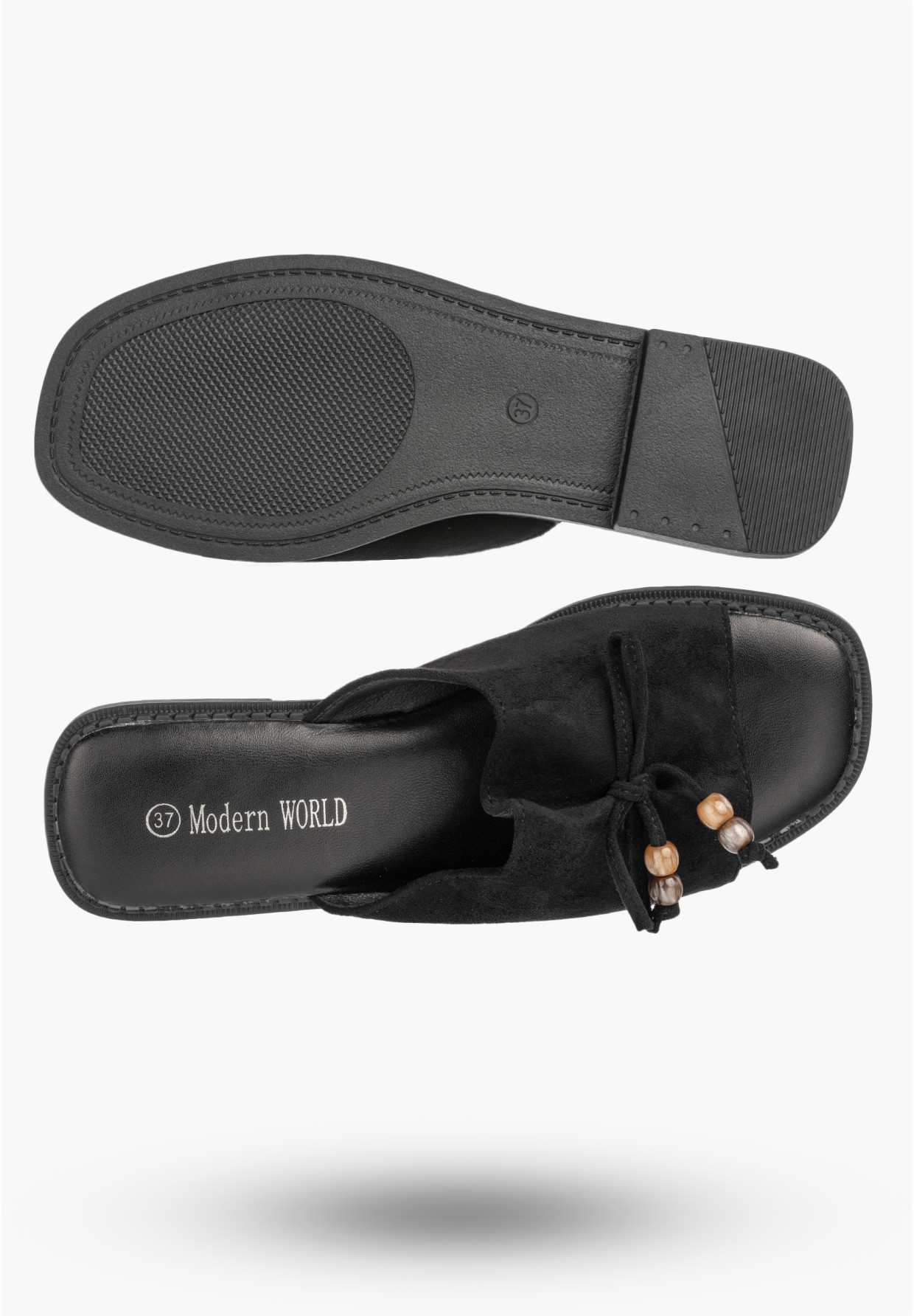 Klapki Damskie Ekozamsz Letnie Buty Eleganckie Z Kokardką Casual Czarne