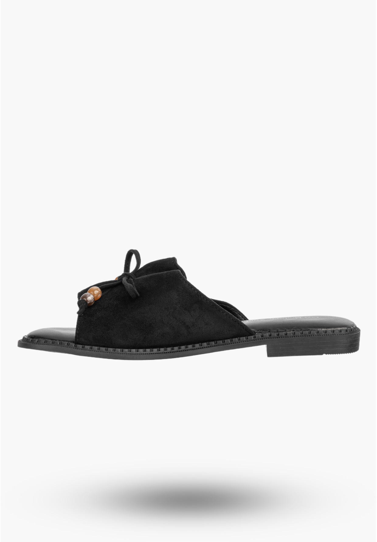 Klapki Damskie Ekozamsz Letnie Buty Eleganckie Z Kokardką Casual Czarne