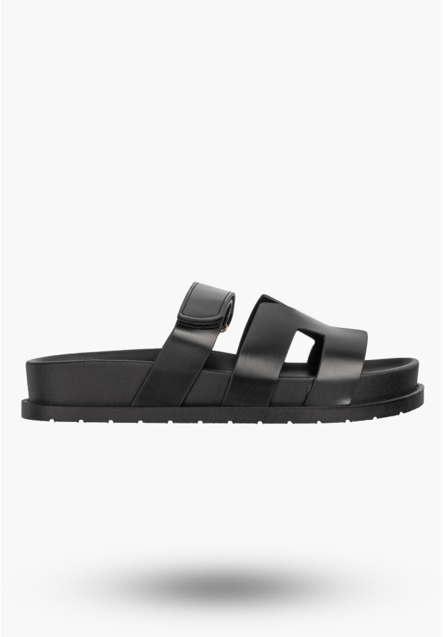 Klapki Damskie Ekoskóra Letnie Buty Klasyczne Na Rzepy Casual Czarne