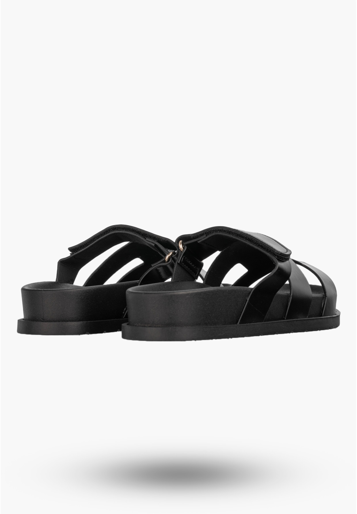 Klapki Damskie Ekoskóra Letnie Buty Klasyczne Na Rzepy Casual Czarne