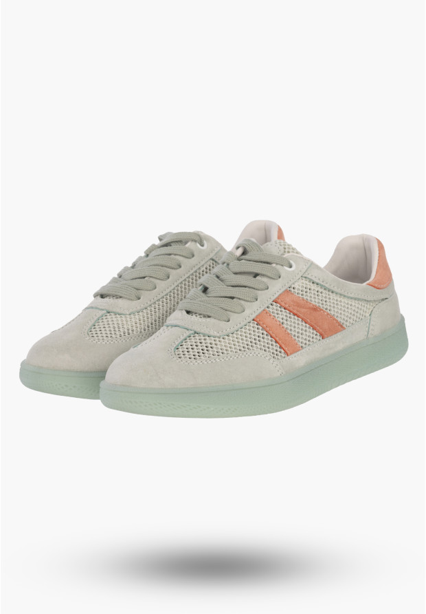 Sneakersy Damskie Buty Skórzane Sportowe Siateczka Półbuty Casual Miętowe Goodin